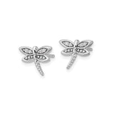 Sterling Silver Dragonfly Stud Earrings with Diamond Accents, Nature Inspired Design