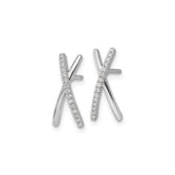 Sterling Silver X Stud Earrings Pave CZ Crisscross Design