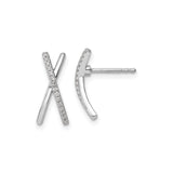 Sterling Silver X Stud Earrings for Women with Pavé Cubic Zirconia Crisscross Design, Modern Minimalist Silver Studs, Sleek Geometric Earrings for Everyday Wear or Elegant Fashion Jewelry Looks