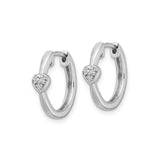 Sterling Silver Heart Huggie Hoop Earrings with Cubic Zirconia, Delicate Romantic Style