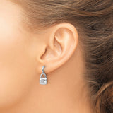 Sterling Silver Earrings with Diamond Heart, Padlock Design, Romantic Minimalist Style