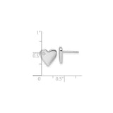 Sterling Silver Heart Stud Earrings with Diamond Accent, Minimalist Romantic Jewelry for Women
