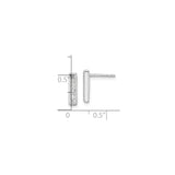 Sterling Silver Bar Stud Earrings with Diamond, Vertical Line Minimalist Style