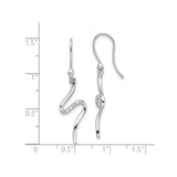 Sterling Silver Dangle Earrings with Cubic Zirconia, Wavy Drop Design, Lightweight Abstract Style