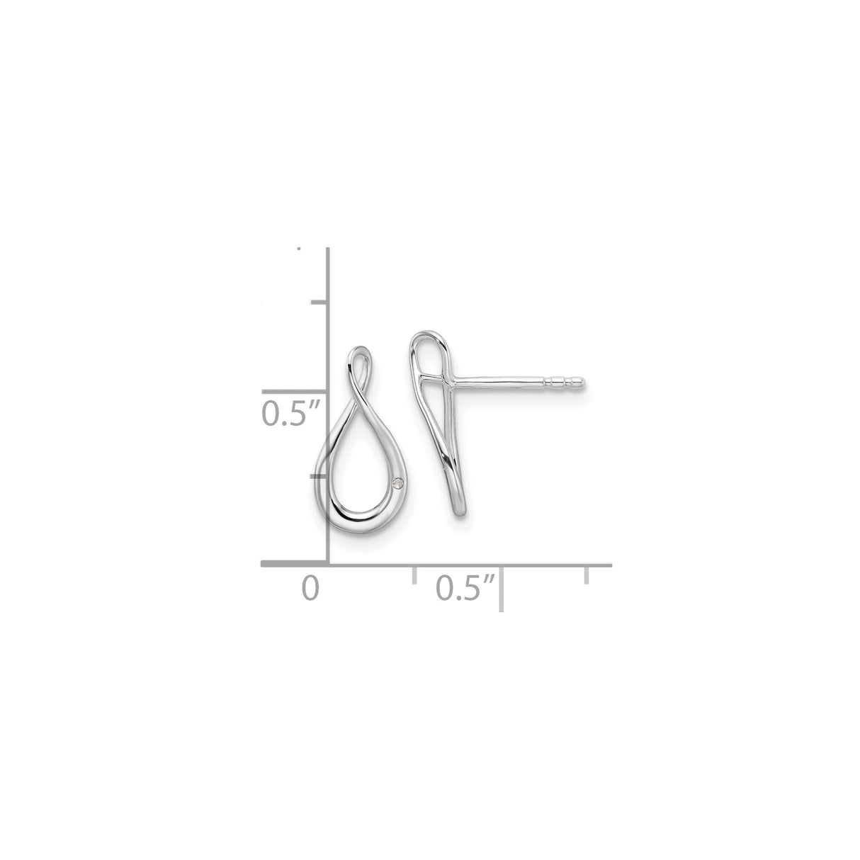 Sterling Silver Infinity Stud Earrings with Diamond Accent and Twisted Loop Design