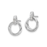 Sterling Silver Stud Earrings with Interlocking Circles and Cubic Zirconia Accents