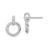 Sterling Silver Stud Earrings with Interlocking Circles and Cubic Zirconia Accents