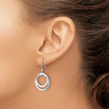Sterling Silver Dangle Earrings with Diamond, Double Open Circle Infinity Design