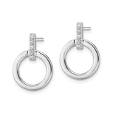 Sterling Silver Circle Stud Earrings with Pavé Set Cubic Zirconia, Modern Minimalist Design
