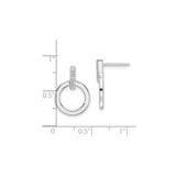 Sterling Silver Circle Stud Earrings with Pavé Set Cubic Zirconia, Modern Minimalist Design
