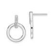 Sterling Silver Circle Stud Earrings with Pavé Set Cubic Zirconia, Modern Minimalist Design