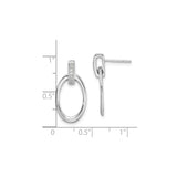Sterling Silver Dangle Bar Earrings with Diamond Accents, Open Oval Drop Design