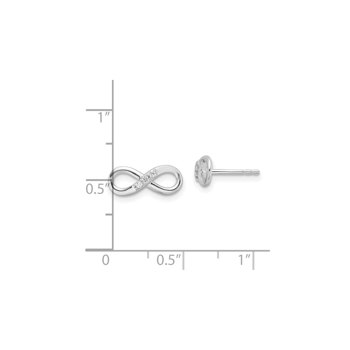 Sterling Silver Infinity Stud Earrings with Diamond, Minimalist Eternity Symbol Design for Women