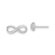 Sterling Silver Infinity Stud Earrings with Diamond, Minimalist Eternity Symbol Design for Women