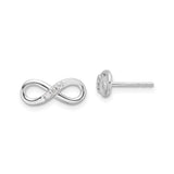 Sterling Silver Infinity Stud Earrings with Diamond, Minimalist Eternity Symbol Design for Women