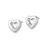 Sterling Silver Heart Stud Earrings with Diamond and Cubic Zirconia Accents