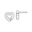 Sterling Silver Heart Stud Earrings with Diamond and Cubic Zirconia Accents
