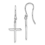 Sterling Silver Dangle Earrings with Diamond Cross Pendant, Mirrored Finish, Unisex Spiritual Jewelry