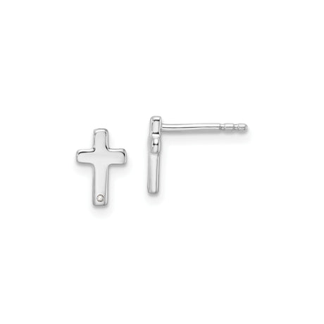 Sterling Silver Cross Pendant with Diamond Accent and Geometric Soft Edge Design