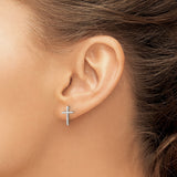 Sterling Silver Cross Pendant with Diamond Accent, Modern Spiritual Design for Men and Women