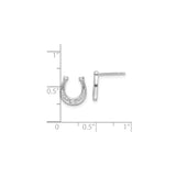 Sterling Silver Horseshoe Stud Earrings with Diamond Accent, Western Style Jewelry for Women