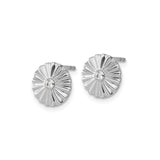 Sterling Silver Sunburst Stud Earrings Clear Center Stone