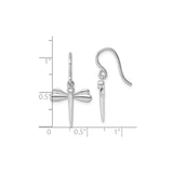 Sterling Silver Dragonfly Dangle Earrings with Diamond Accent and Detailed Wing Design
