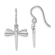 Sterling Silver Dragonfly Dangle Earrings with Diamond Accent and Detailed Wing Design