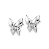 Sterling Silver Butterfly Stud Earrings with Marquise Cubic Zirconia