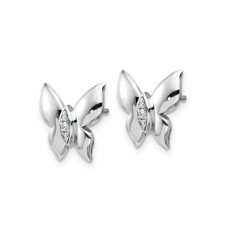Sterling Silver Butterfly Stud Earrings with Marquise Cubic Zirconia