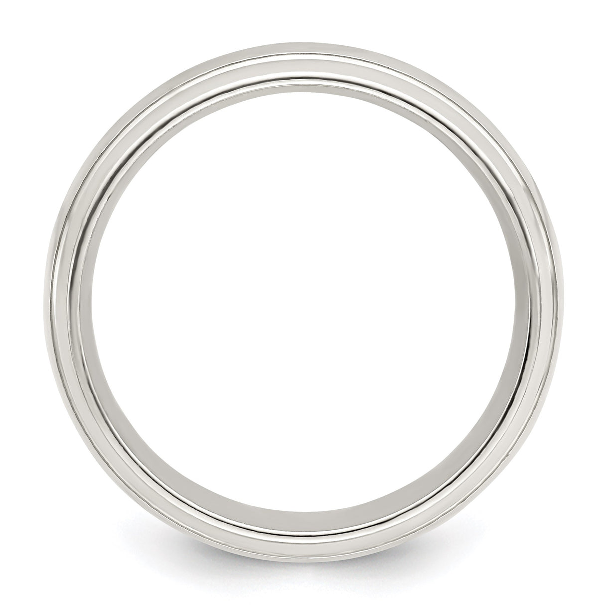 Sterling Silver Beveled Edge, Domed wedding band ring alternate angle