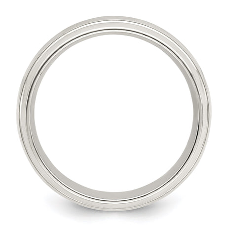 Sterling Silver Beveled Edge, Domed wedding band ring alternate angle