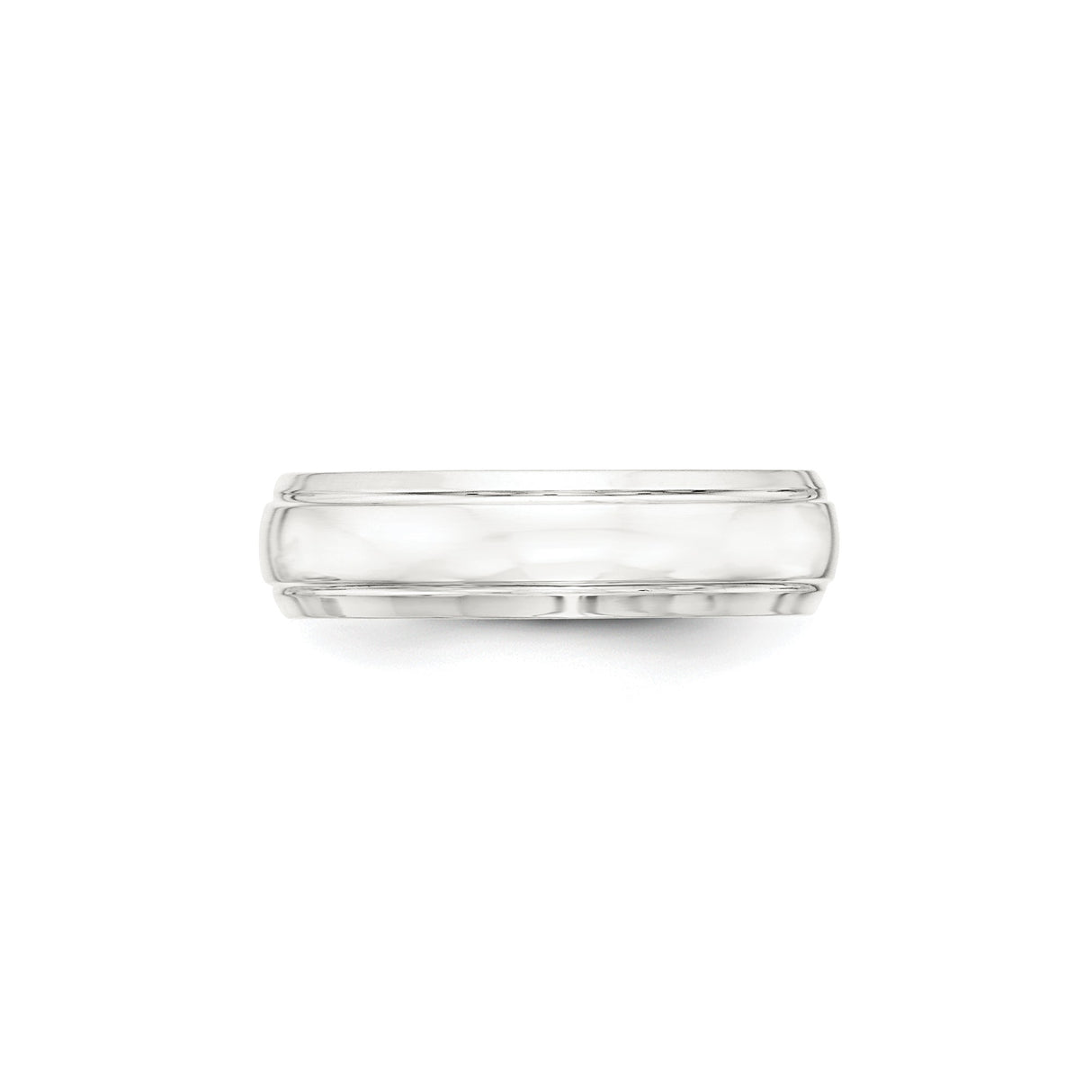 Sterling Silver Beveled Edge, Domed wedding band ring detail view