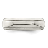 Sterling Silver Beveled Edge, Domed wedding band ring detail view