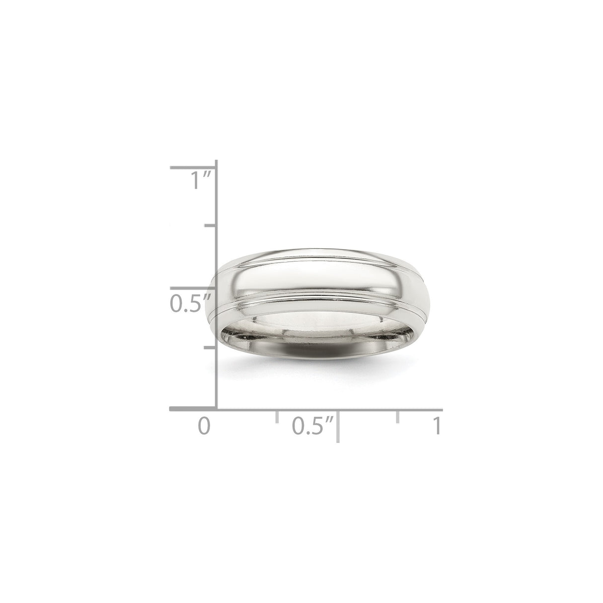 Sterling Silver Beveled Edge, Domed wedding band ring shown for scale