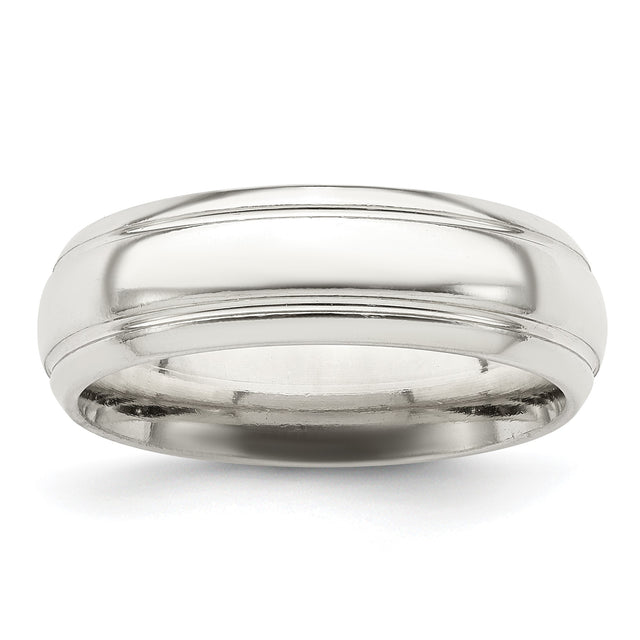 Sterling Silver Beveled Edge, Domed wedding band ring