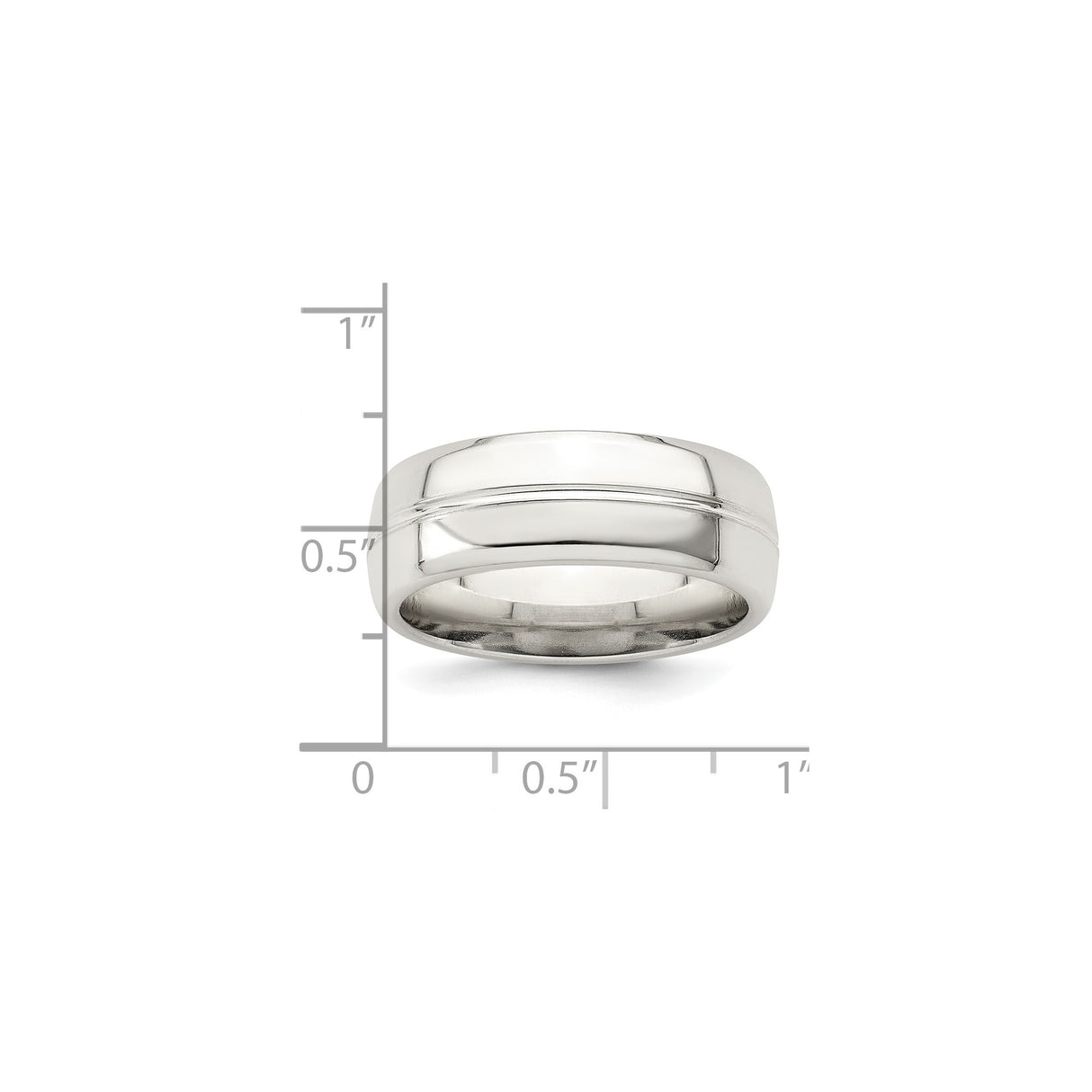Sterling Silver Domed wedding band ring shown for scale