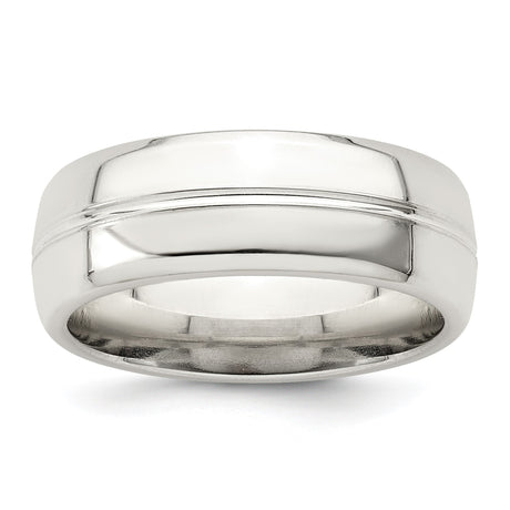 Sterling Silver Domed wedding band ring