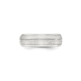 Sterling Silver Brushed, Domed wedding band ring detail view