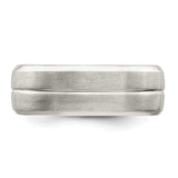 Sterling Silver Brushed, Domed wedding band ring detail view