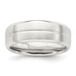 Sterling Silver Brushed, Domed wedding band ring