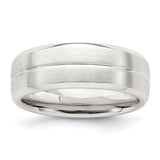Sterling Silver Brushed, Domed wedding band ring