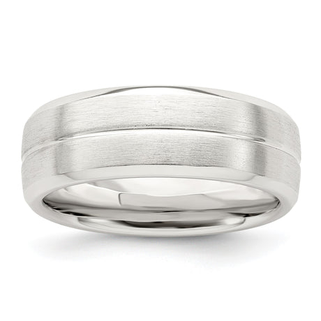 Sterling Silver Brushed, Domed wedding band ring