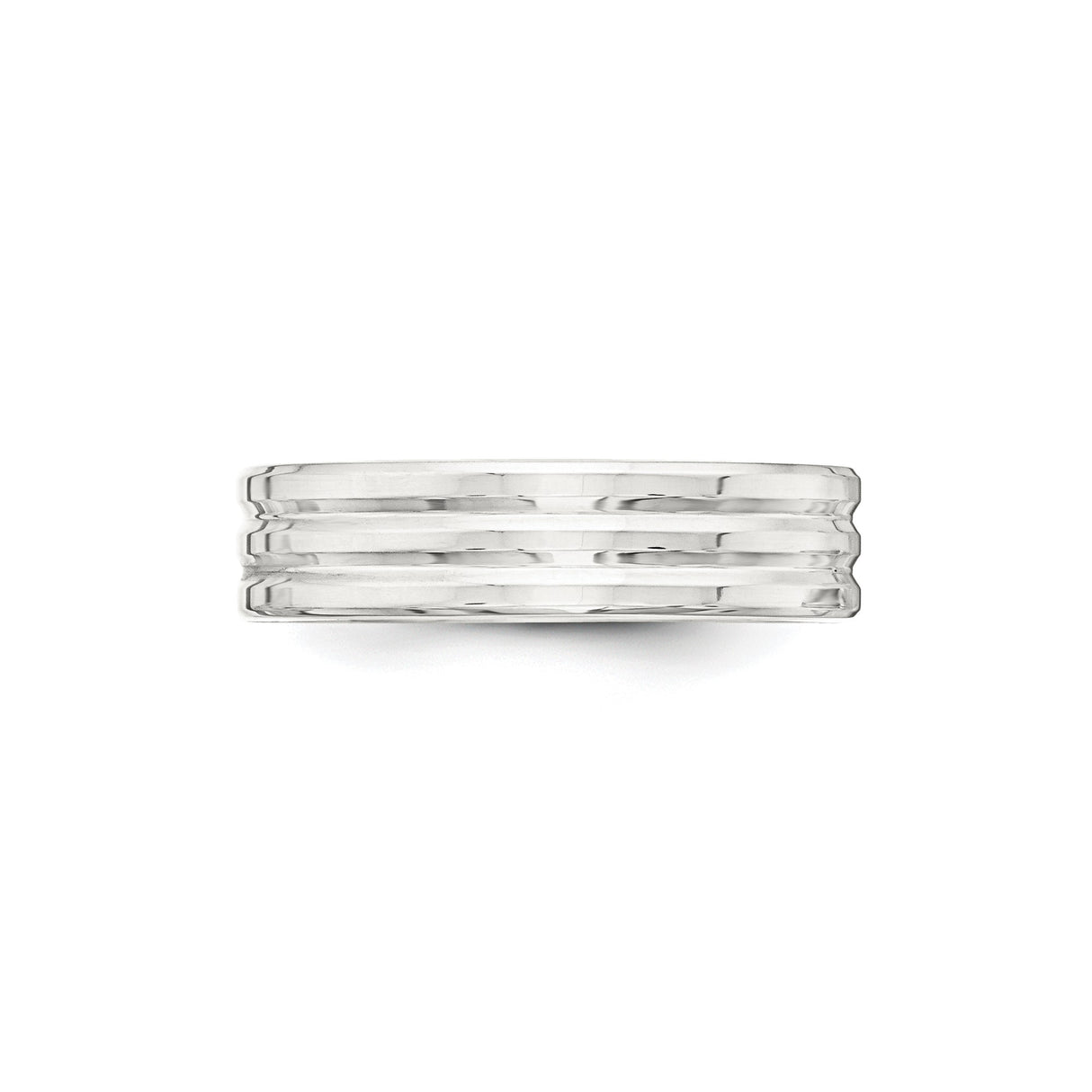 Sterling Silver Flat wedding band ring detail view