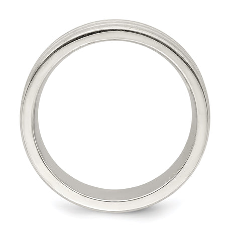 Sterling Silver Brushed, Flat wedding band ring alternate angle