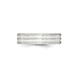 Sterling Silver Brushed, Flat wedding band ring detail view
