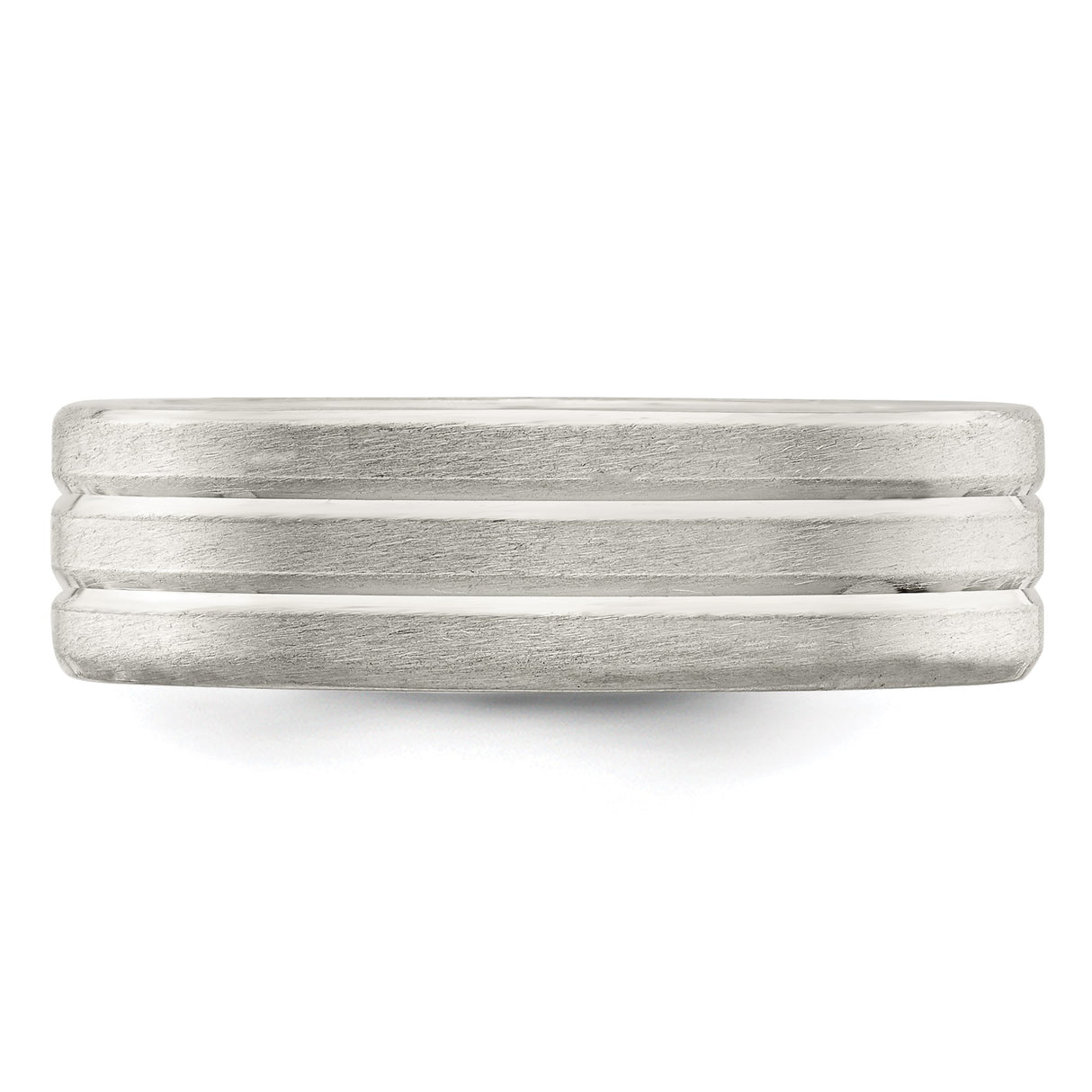 Sterling Silver Brushed, Flat wedding band ring detail view