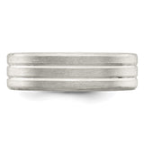 Sterling Silver Brushed, Flat wedding band ring detail view