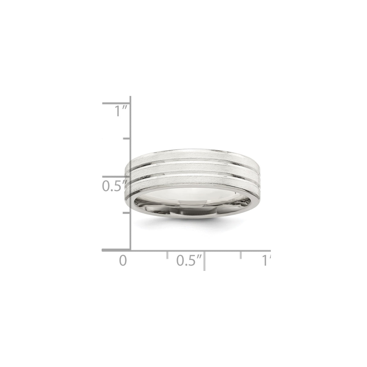 Sterling Silver Brushed, Flat wedding band ring shown for scale