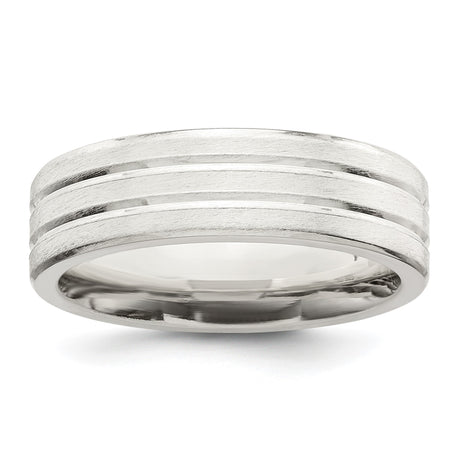 Sterling Silver Brushed, Flat wedding band ring